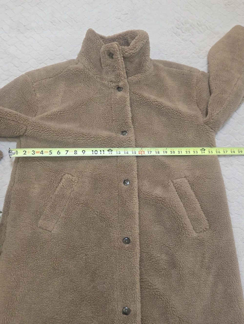 GAP Tan Long Sherpa Button-Front Cozy Preppy Coat, Size X-Large - Picture 5 of 7